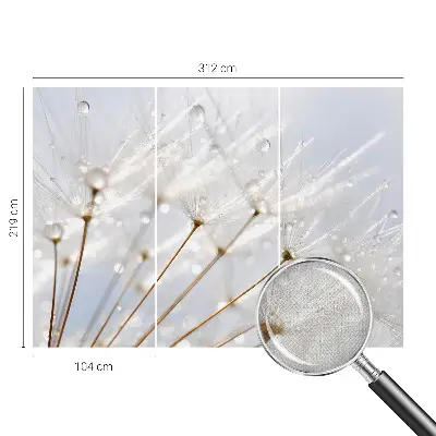 4D-Fototapete mit rosafarbenem Löwenzahnmotiv