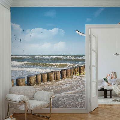 4D-Fototapete fürs Wohnzimmer mit einer Küstenlandschaft