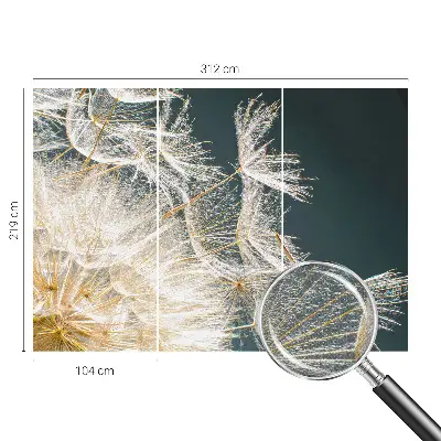 Moderne Fototapete nach Maß mit dem Motiv „Löwenzahn der Leichtigkeit“