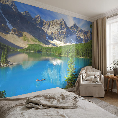 Vintage Tapete mit Bergsee-Motiv