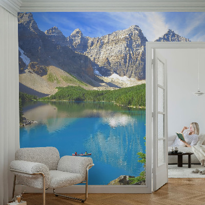 Vintage Tapete mit Bergsee-Motiv