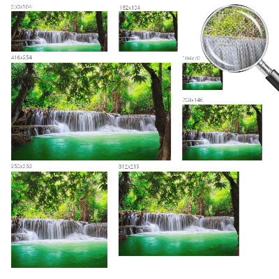 Fototapete in 3D-Optik mit Motiv eines Waldwasserfalls