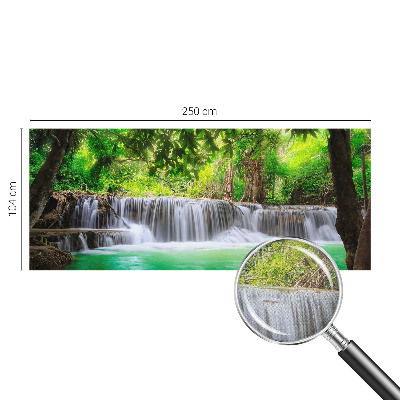 Fototapete in 3D-Optik mit Motiv eines Waldwasserfalls