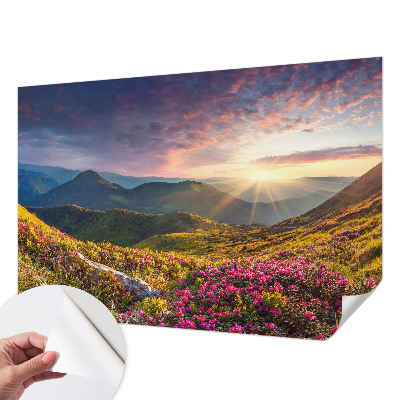 Selbstklebende Fototapete fürs Schlafzimmer mit Bergpanorama