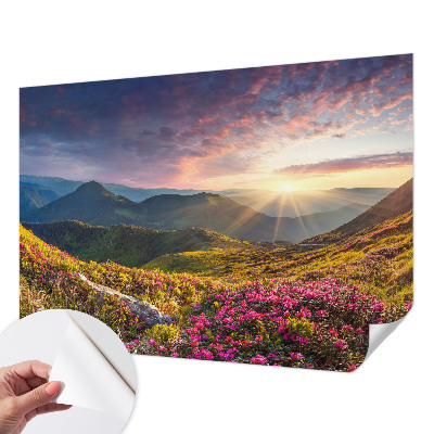 Selbstklebende Fototapete fürs Schlafzimmer mit Bergpanorama