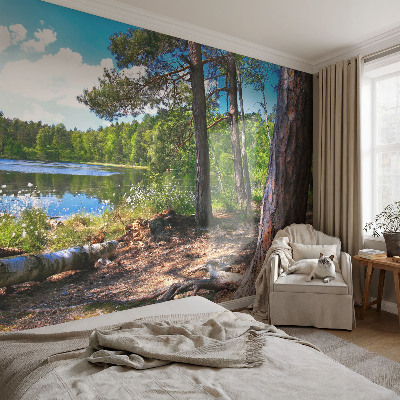 5D-Fototapete fürs Schlafzimmer mit einer Waldlandschaft als Motiv