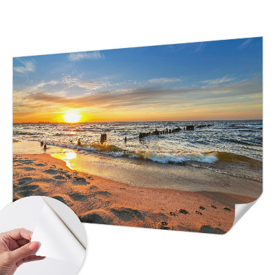 Motivtape­te nach Maß mit dem Motiv „Sonnenuntergang am Strand“