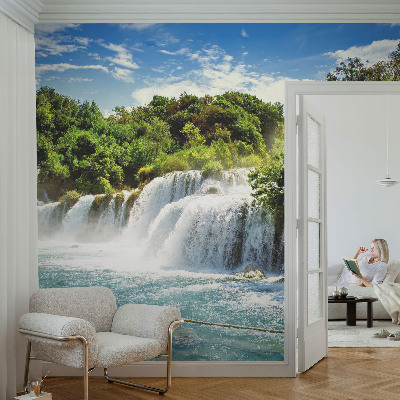 Selbstklebende Fototapete fürs Schlafzimmer Ein atemberaubender Wasserfall