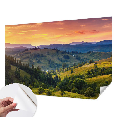 Fototapete in 3D-Optik mit einer Berglandschaft