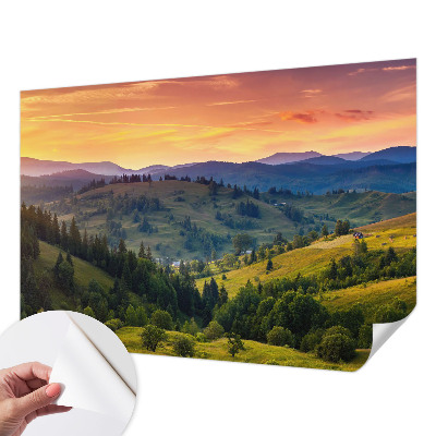 Fototapete in 3D-Optik mit einer Berglandschaft