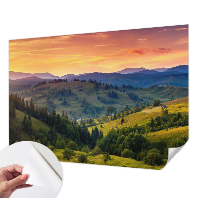 Fototapete in 3D-Optik mit einer Berglandschaft