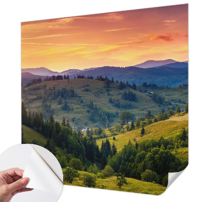 Fototapete in 3D-Optik mit einer Berglandschaft