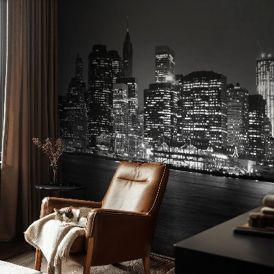 66D-Fototapete fürs Schlafzimmer Nachtmetropole