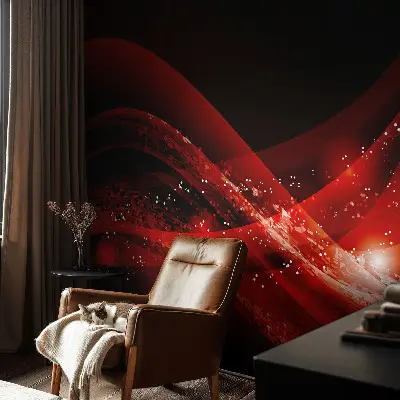 Selbstklebende Fototapete fürs Wohnzimmer mit rotem Wirbelmotiv
