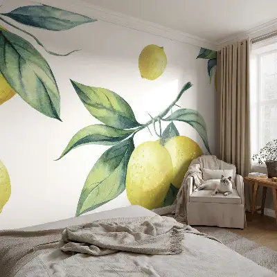 Selbstklebende Fototapete für die Wand mit Zitronenmotiv
