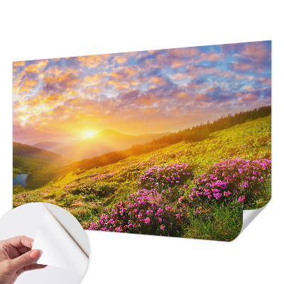 Selbstklebende Fototapete fürs Wohnzimmer mit Motiv 'Bergwesten' für einfache Anbringung