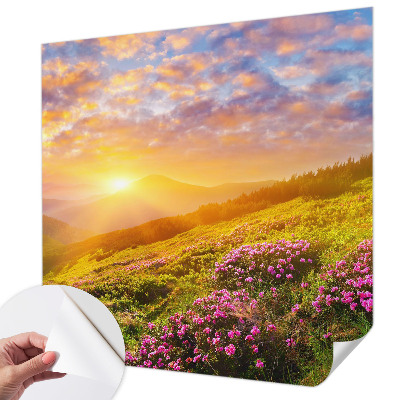Selbstklebende Fototapete fürs Wohnzimmer mit Motiv 'Bergwesten' für einfache Anbringung