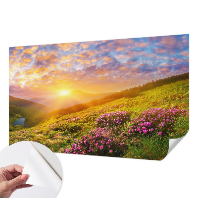 Selbstklebende Fototapete fürs Wohnzimmer mit Motiv 'Bergwesten' für einfache Anbringung