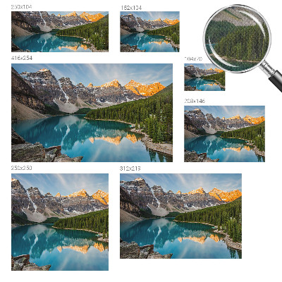 8D-Fototapete fürs Wohnzimmer mit Bergspiegelung als Motiv