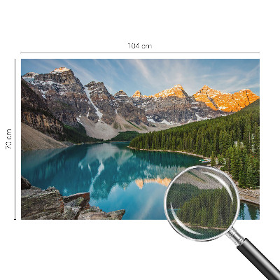 8D-Fototapete fürs Wohnzimmer mit Bergspiegelung als Motiv