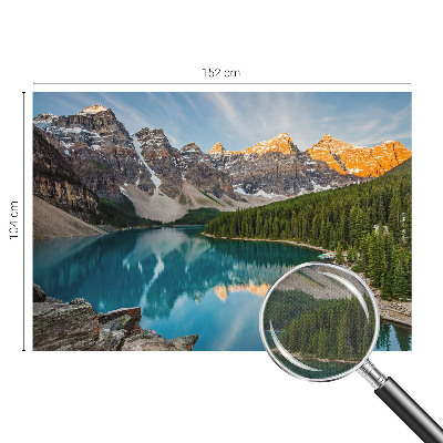8D-Fototapete fürs Wohnzimmer mit Bergspiegelung als Motiv
