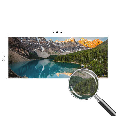 8D-Fototapete fürs Wohnzimmer mit Bergspiegelung als Motiv