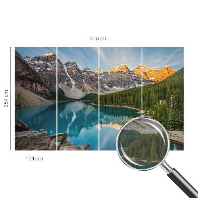 8D-Fototapete fürs Wohnzimmer mit Bergspiegelung als Motiv