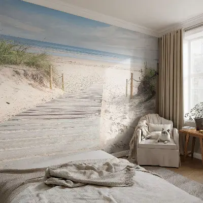 8D-Fototapete fürs Schlafzimmer mit Holzsteg-Motiv