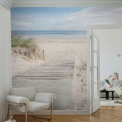 8D-Fototapete fürs Schlafzimmer mit Holzsteg-Motiv