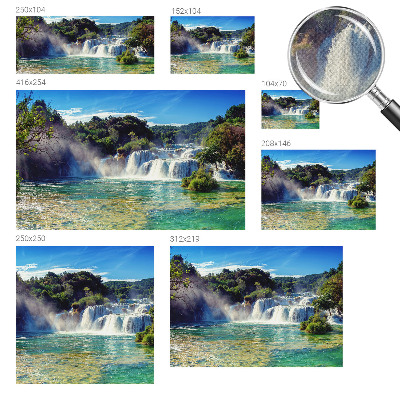 Motivtapete fürs Wohnzimmer mit einer Wasserfalllandschaft