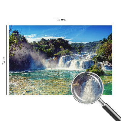 Motivtapete fürs Wohnzimmer mit einer Wasserfalllandschaft