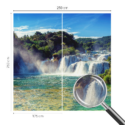 Motivtapete fürs Wohnzimmer mit einer Wasserfalllandschaft