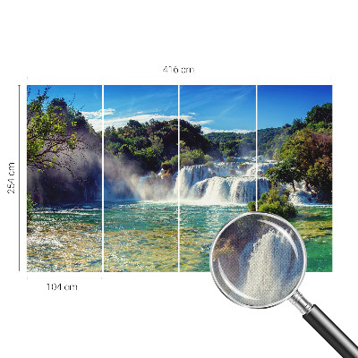 Motivtapete fürs Wohnzimmer mit einer Wasserfalllandschaft