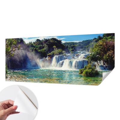 Motivtapete fürs Wohnzimmer mit einer Wasserfalllandschaft