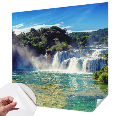 Motivtapete fürs Wohnzimmer mit einer Wasserfalllandschaft