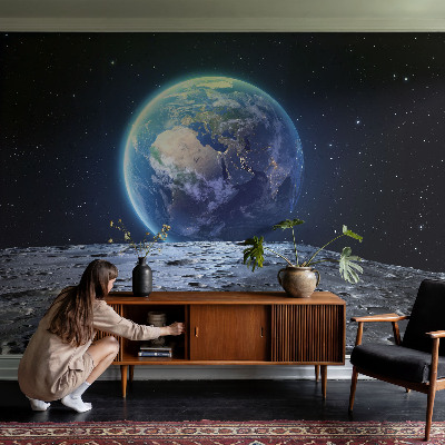 9D-Fototapete fürs Wohnzimmer mit kosmischem Panorama