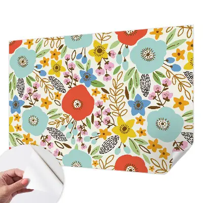 Fototapete in 3D-Optik mit Blumenmuster