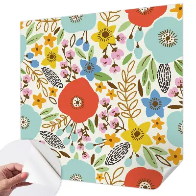 Fototapete in 3D-Optik mit Blumenmuster