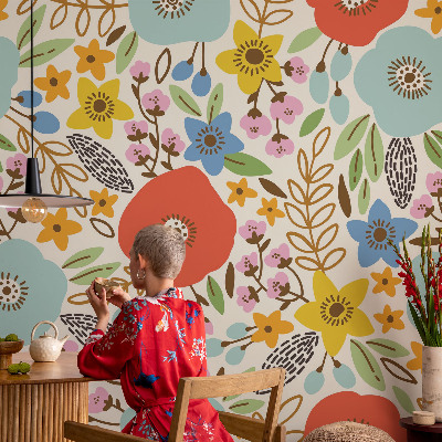 Fototapete in 3D-Optik Blumenmuster