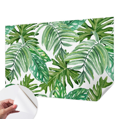 10D-Fototapete fürs Wohnzimmer mit exotischem Blattmotiv