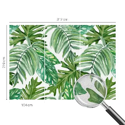 10D-Fototapete fürs Wohnzimmer mit exotischem Blattmotiv