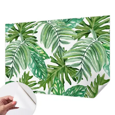 10D-Fototapete fürs Wohnzimmer mit exotischem Blattmotiv