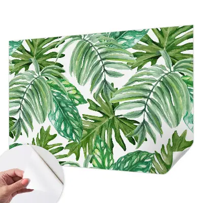 10D-Fototapete fürs Wohnzimmer mit exotischem Blattmotiv