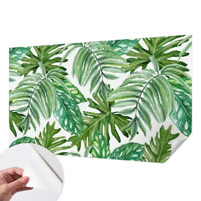 10D-Fototapete fürs Wohnzimmer mit exotischem Blattmotiv