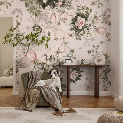 10D-Fototapete fürs Schlafzimmer mit Blumenmuster