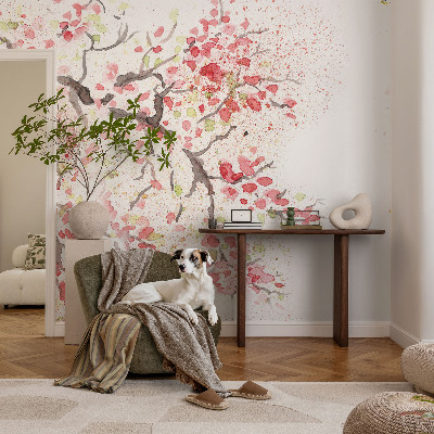 Selbstklebende Fototapete für die Wand Blühende Zweige