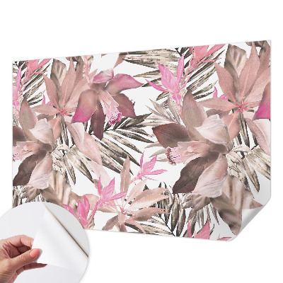 Selbstklebende Fototapete fürs Schlafzimmer mit exotischem Blumenmotiv
