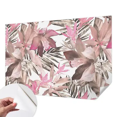 Selbstklebende Fototapete fürs Schlafzimmer mit exotischem Blumenmotiv