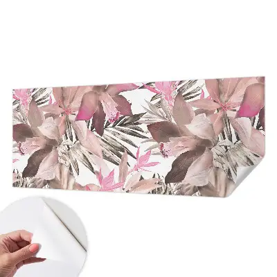 Selbstklebende Fototapete fürs Schlafzimmer mit exotischem Blumenmotiv