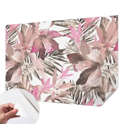 Selbstklebende Fototapete fürs Schlafzimmer mit exotischem Blumenmotiv